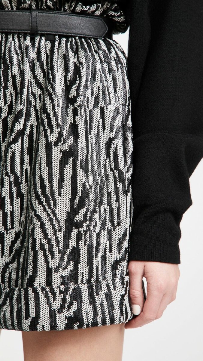 SELF-PORTRAIT Zebra Print Sequin High-Rise Shorts - Imagen 6