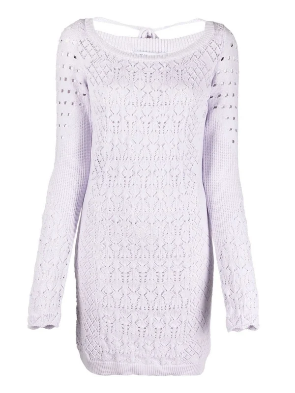 THE ATTICO Taylor Open-Knit Long-Sleeve Mini Dress - Imagen 3
