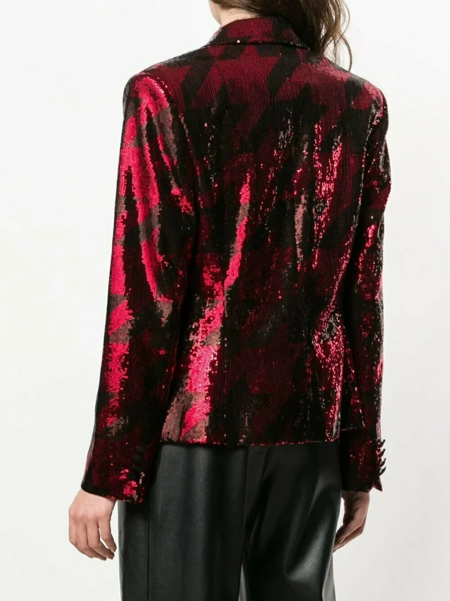 REDEMPTION Pink Sequinned Printed Blazer - Imagen 4