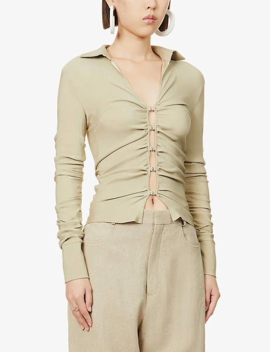 Jacquemus La Chemise Soffio Cut-Out Stretch-Woven Shirt - Imagen 5