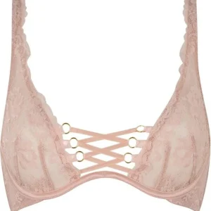 AGENT PROVOCATEUR Pink Essie Corset Satin Lace Detail Bra