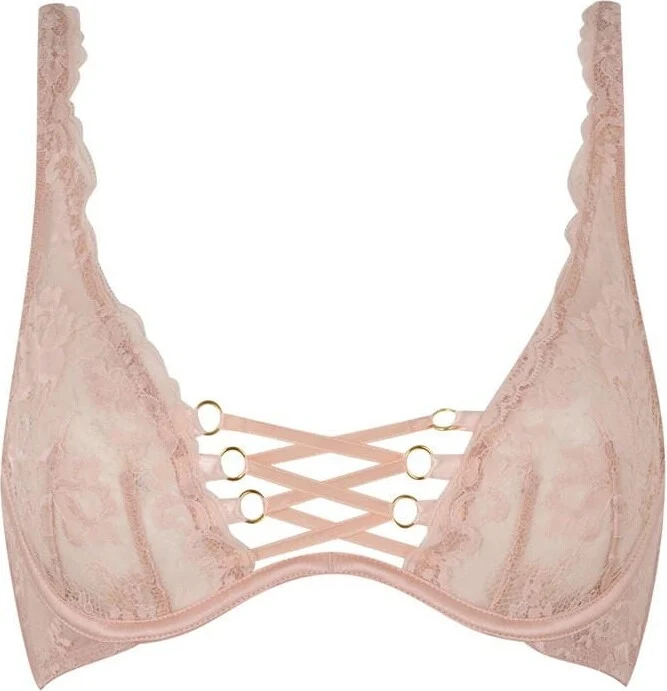 AGENT PROVOCATEUR Pink Essie Corset Satin Lace Detail Bra - Imagen 2
