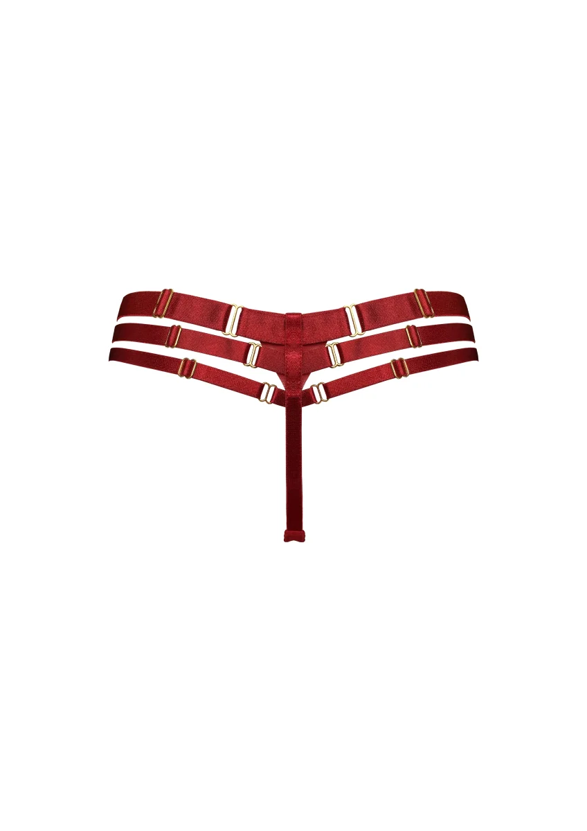 Bordelle Signature Art Deco Burnt Red Multi-Strap Thong - Imagen 3