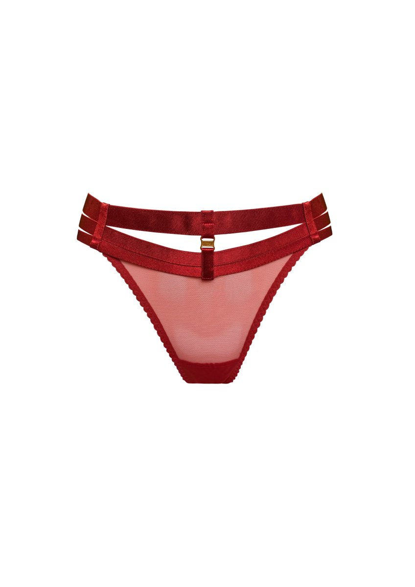 Bordelle Signature Art Deco Burnt Red Multi-Strap Thong