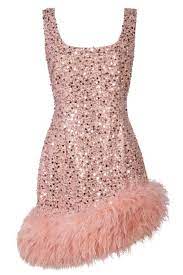 Nadine Merabi Pink Evie Pearl Sequin Embellished Feather Trim Mini Dress - Imagen 3