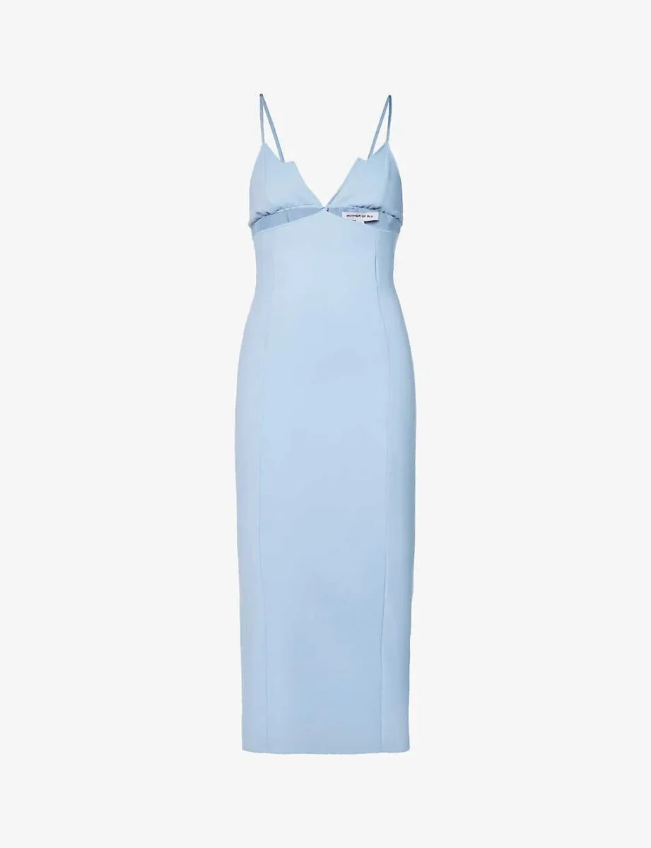 MOTHER OF ALL Jill Cut Out Stretch Woven Midi Light Blue Dress - Imagen 5