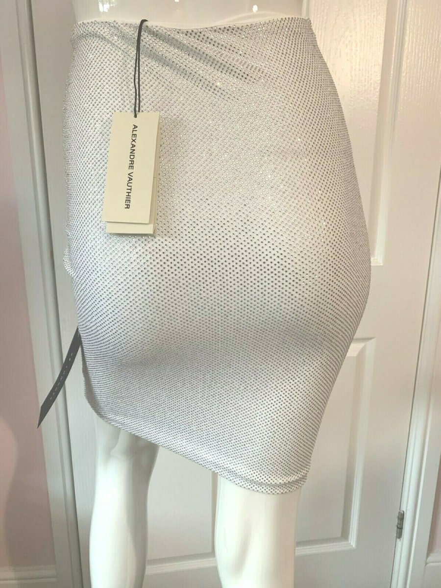 Alexandre Vauthier White Crystal Studded Bodycon Skirt - Imagen 6