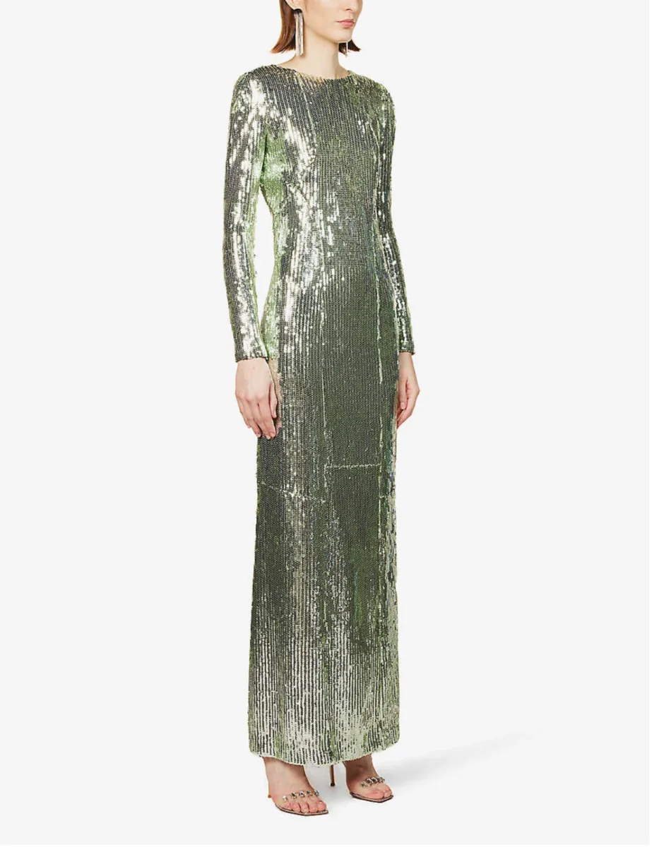 GALVAN LONDON Adela Full Sequinned Cut Out Open Back Evening Gown Dress - Imagen 6