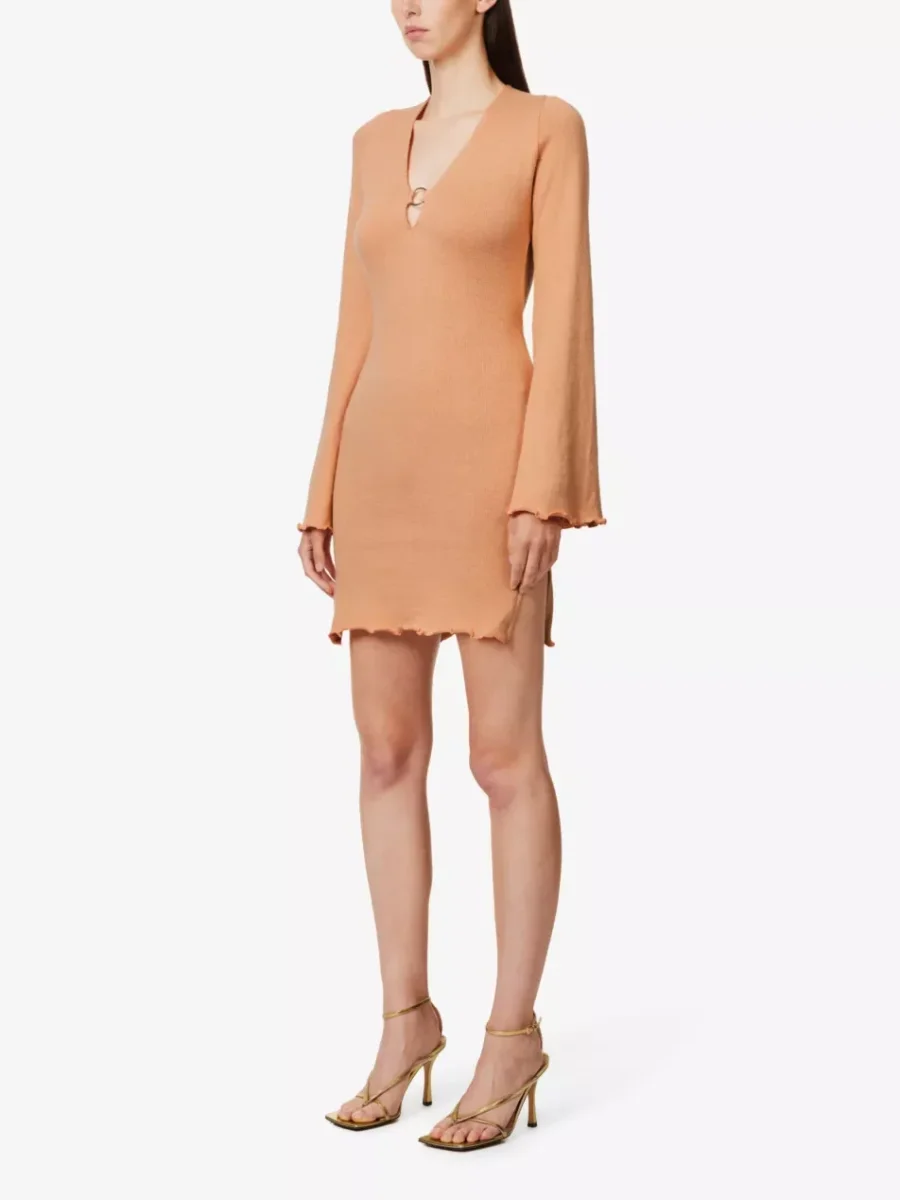 SAVANNAH MORROW Yarra V-Neck Bell Sleeve Knit Beachy Summer Dress - Imagen 5