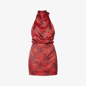 MAISIE WILEN Vocaloid Printed Halterneck Woven Sexy Mini Dress