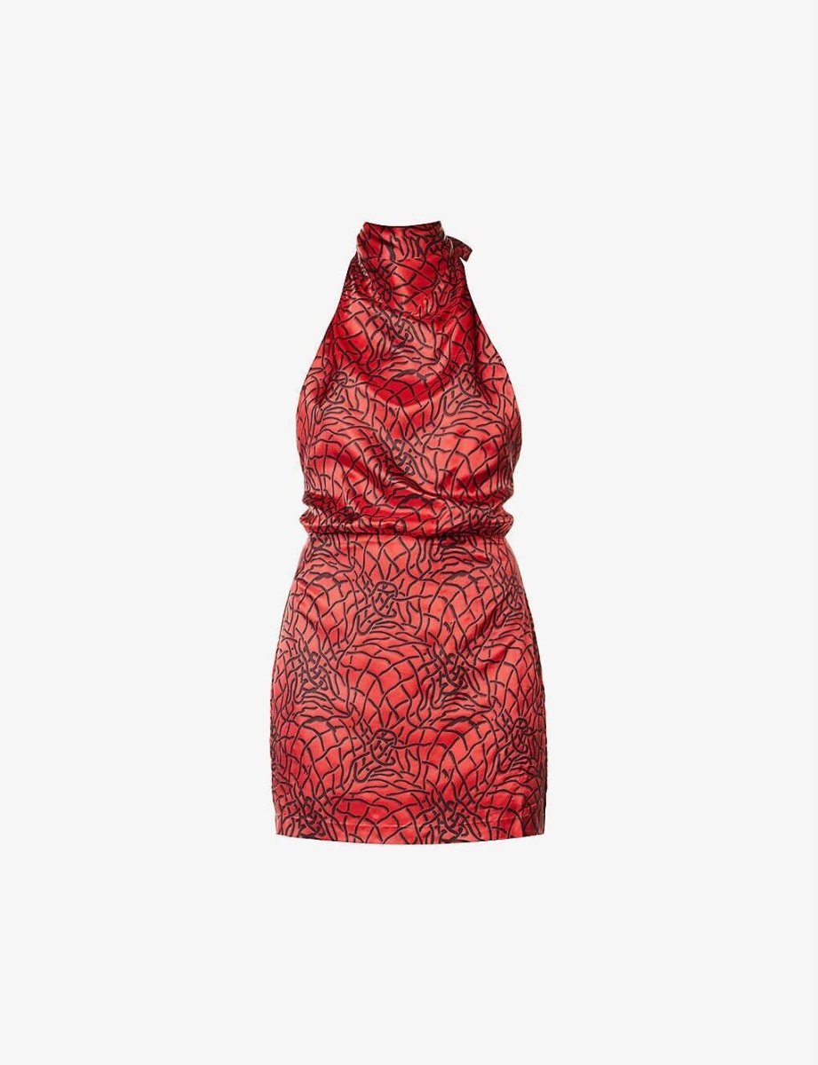 MAISIE WILEN Vocaloid Printed Halterneck Woven Sexy Mini Dress