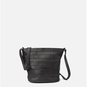 Bolso negro tiras de piel