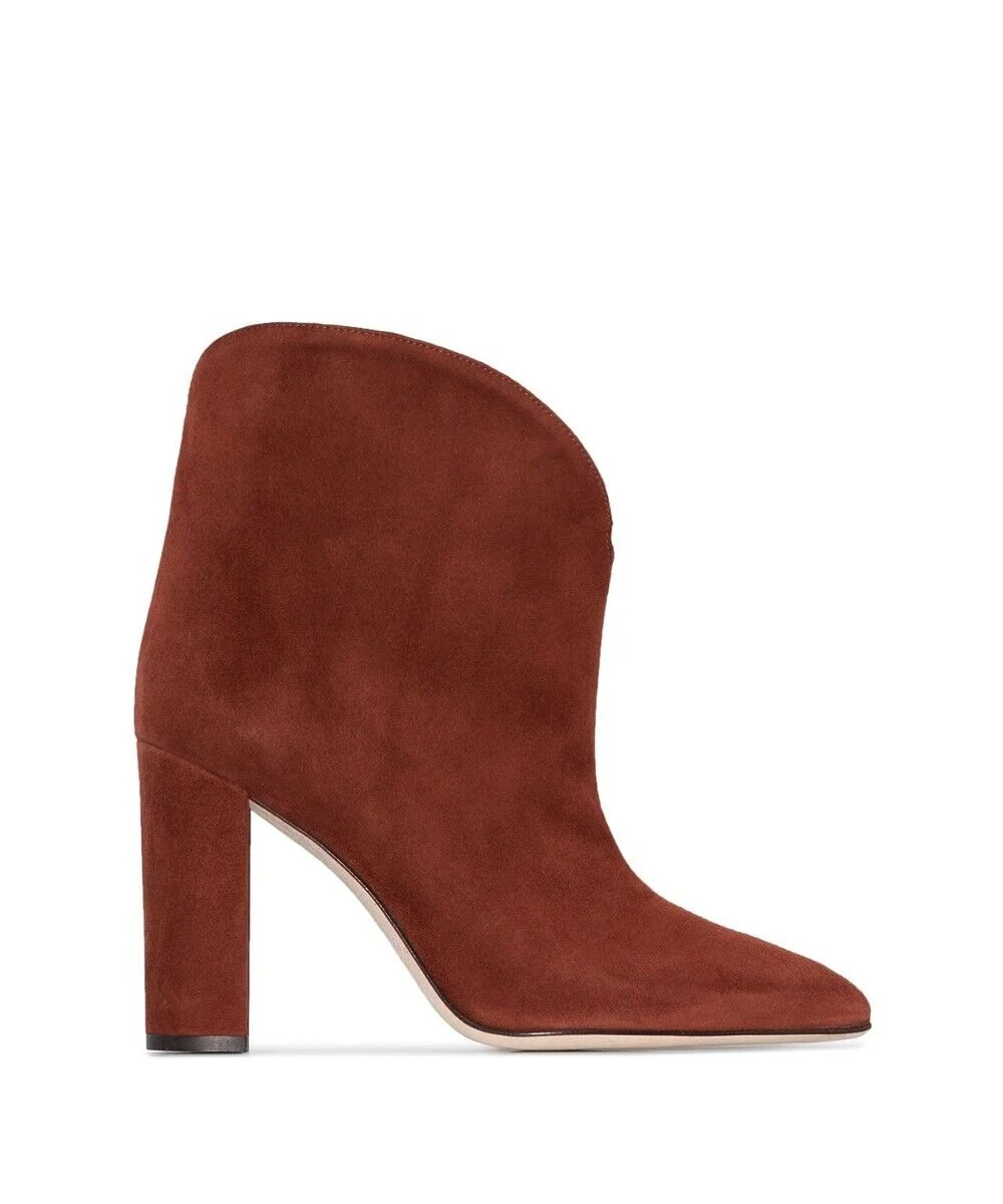 PARIS TEXAS Suede Block High Heel Pointed Toe Ankle Booties Boots - Imagen 2