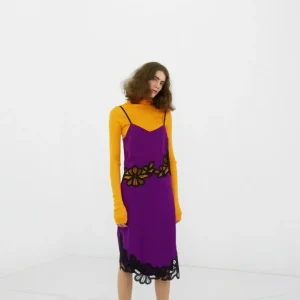VICTORIA BECKHAM Silk Purple Floral 90s Style Slip Dress