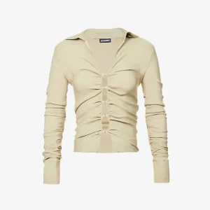 Jacquemus La Chemise Soffio Cut-Out Stretch-Woven Shirt