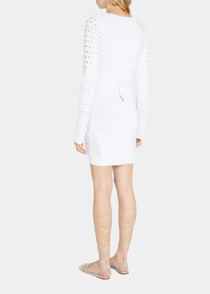 THE ATTICO Taylor Open-Knit Long-Sleeve Mini Dress - Imagen 8