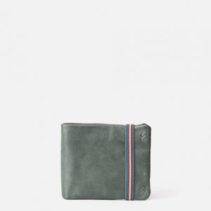 Cartera de piel verde con goma