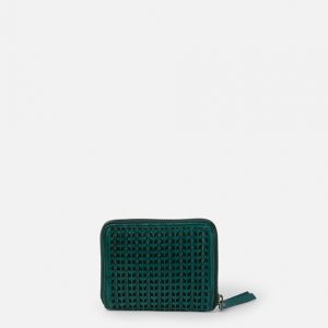 Cartera de piel troquelada verde
