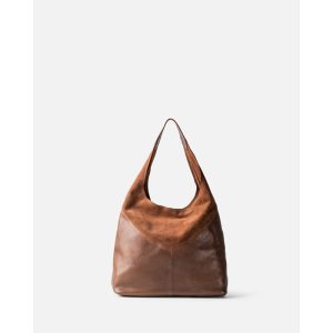 Bolso marrón de piel combinada