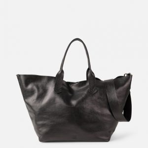 Bolso de piel de doble asa negro