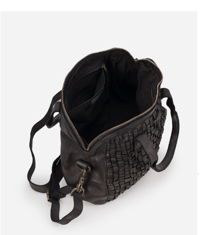 Bolso bowling trenzado piel color verde - Imagen 4