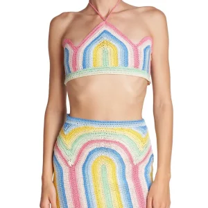 CASABLANCA Tennis Club Pastel Crochet Arch Gradient Top