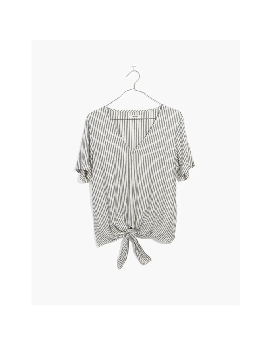 MADEWELL Novel Tie-Front Top in Stripe Top - Imagen 3