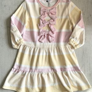 OLIVIA RUBIN Striped Pink Bow Detail Angel Coquette Aesthetic Dress