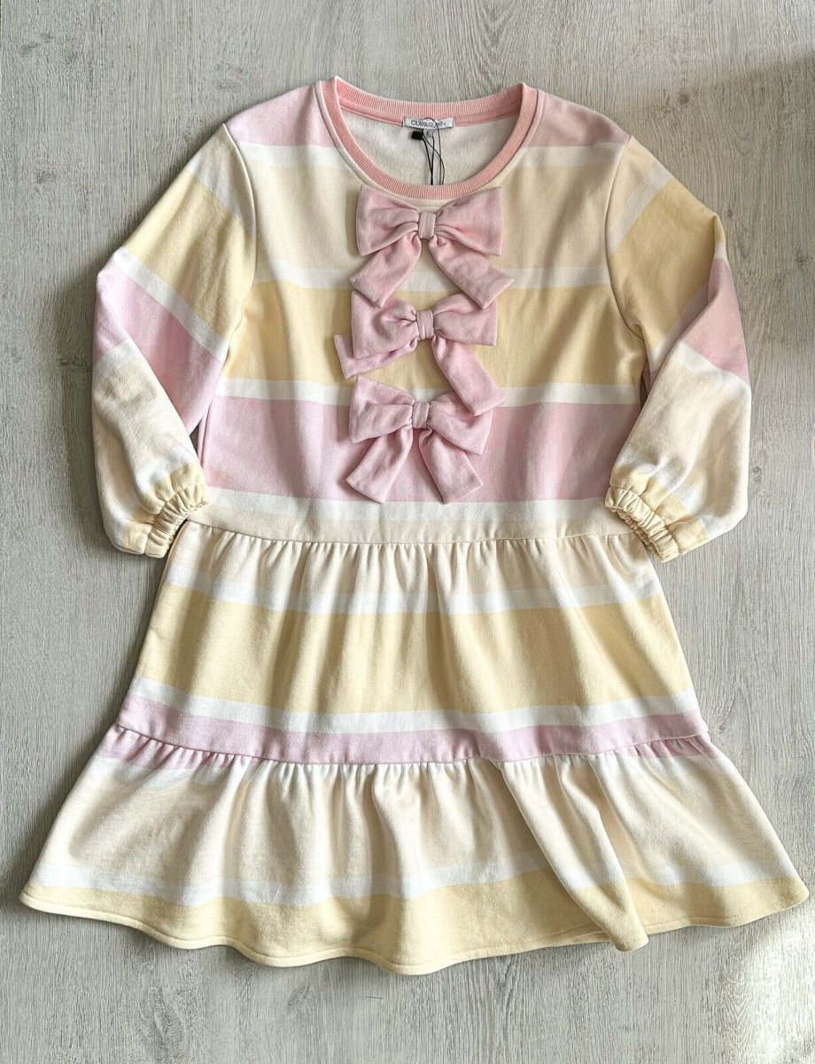 OLIVIA RUBIN Striped Pink Bow Detail Angel Coquette Aesthetic Dress