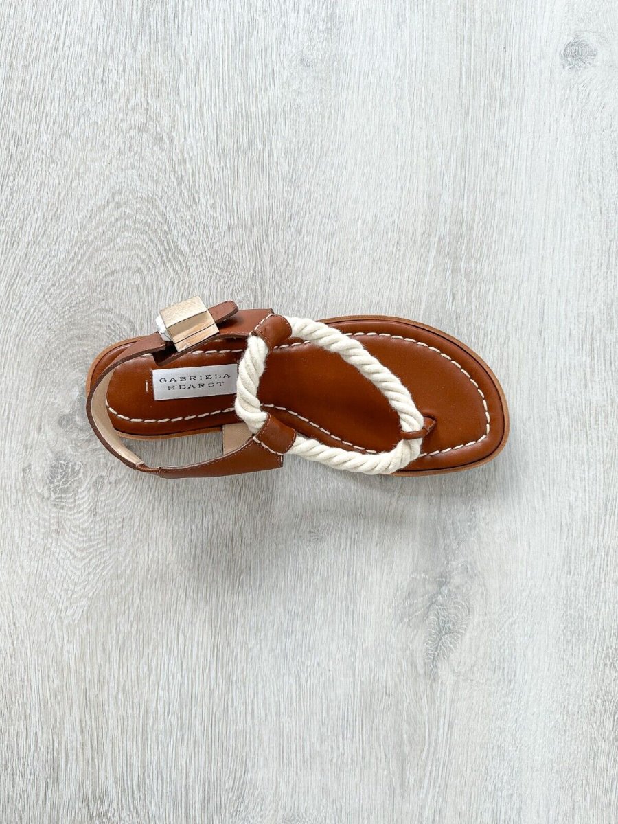 Gabriela Hearst Zephyr Rope Strap Brown Leather Thong Sandals - Imagen 9