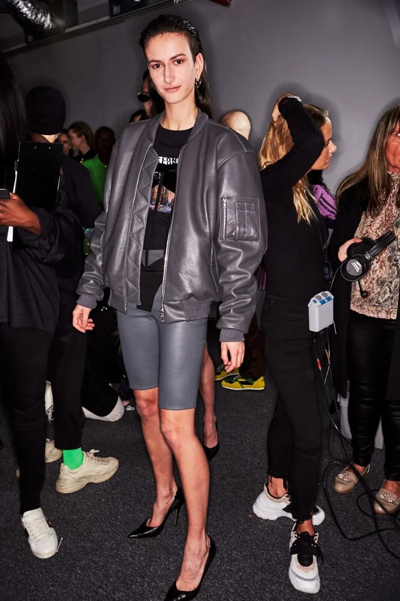 DAVID KOMA Grey Leather Cycling Biker Shorts