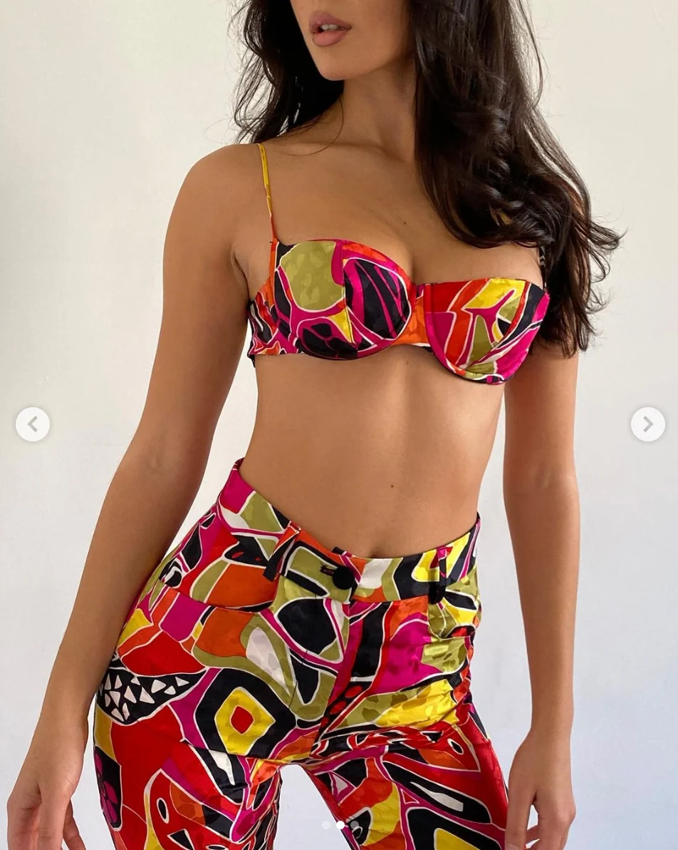 MIRROR PALAIS Abstract Print Underwired Silk Balconette Bra Top - Imagen 4