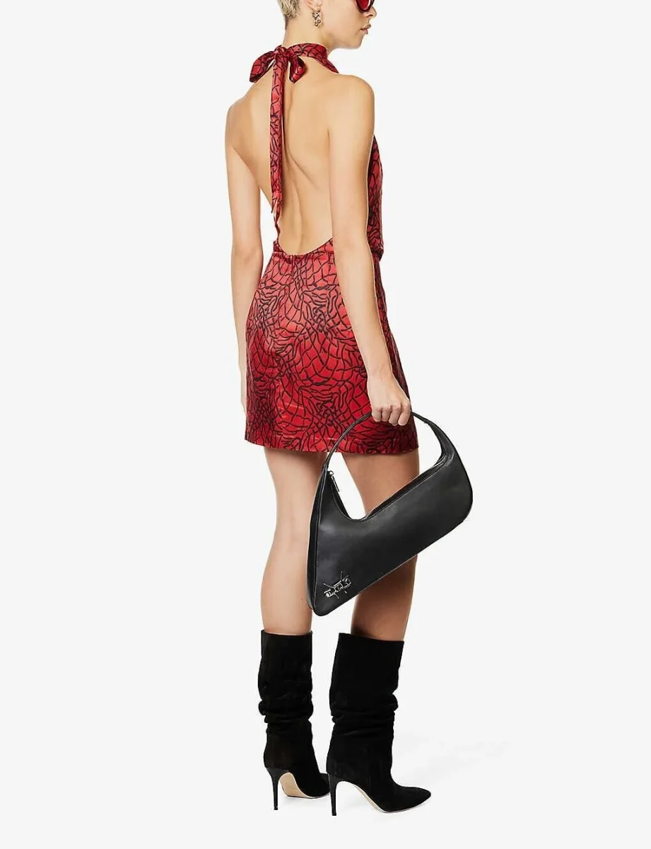 MAISIE WILEN Vocaloid Printed Halterneck Woven Sexy Mini Dress - Imagen 5