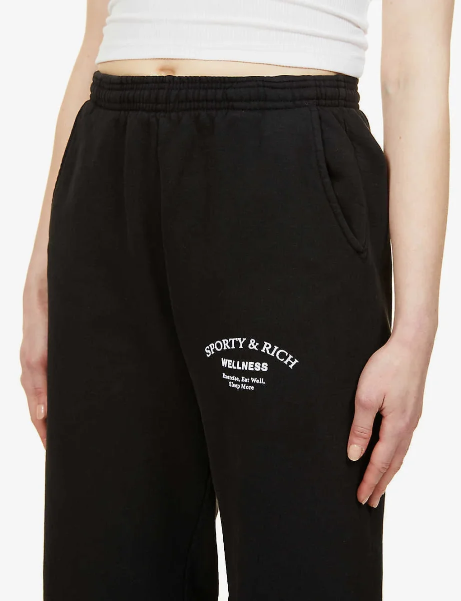 SPORTY & RICH Wellness Studio Black Joggers Track Bottoms - Imagen 5