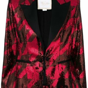 REDEMPTION Pink Sequinned Printed Blazer