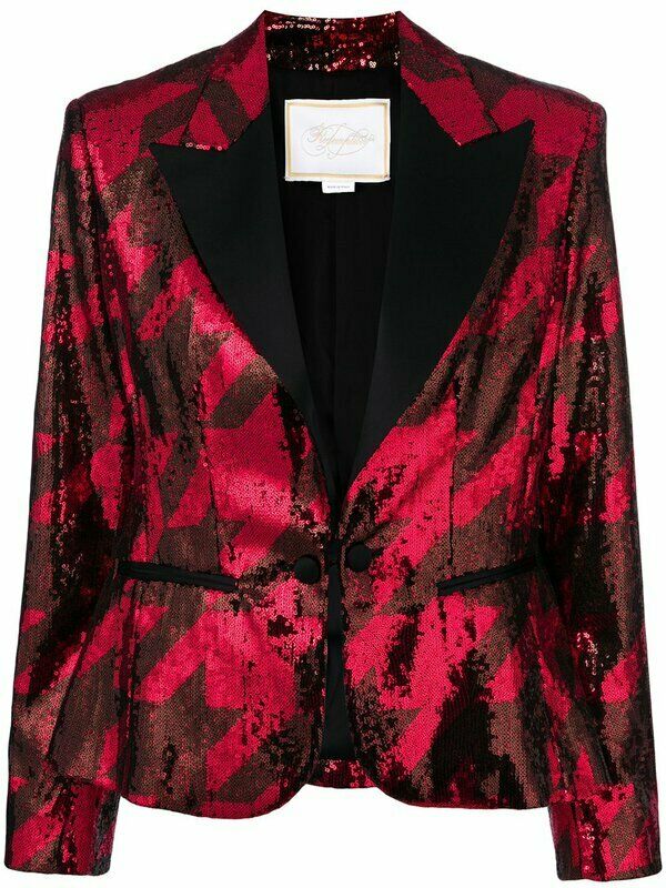 REDEMPTION Pink Sequinned Printed Blazer