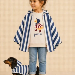 Capa niña rayas impermeables