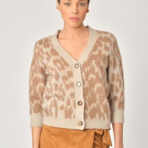 Chaqueta de punto con estampado leopardo