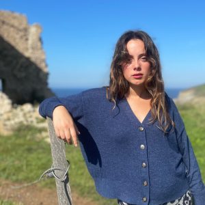 Chaqueta de punto azul
