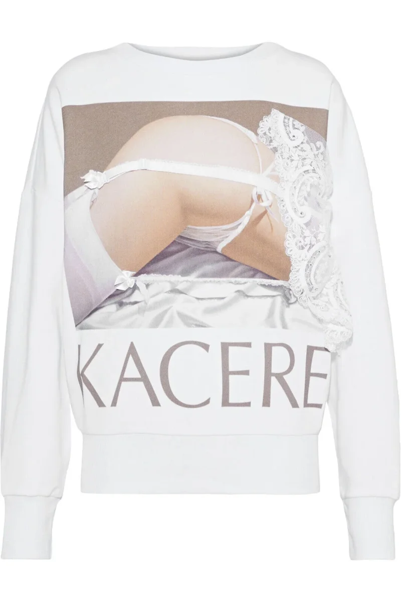 Christopher Kane White Lingerie Graphic Kacere Sweatshirt - Imagen 2