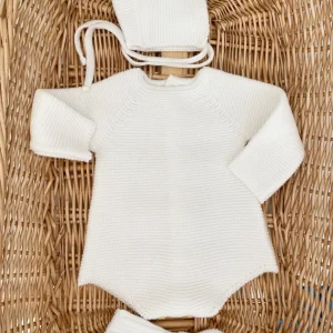 Conjunto de punto pelele, capota y botitas