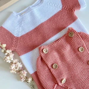 Conjunto rayas algodón manga corta