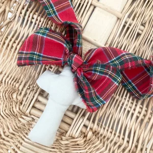 Cruz lino con lazo tartán Navidad