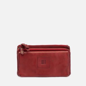 Cartera de piel color rojo