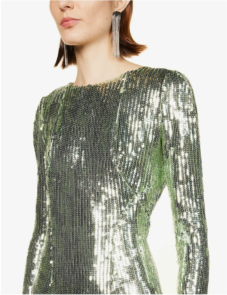 GALVAN LONDON Adela Full Sequinned Cut Out Open Back Evening Gown Dress - Imagen 5