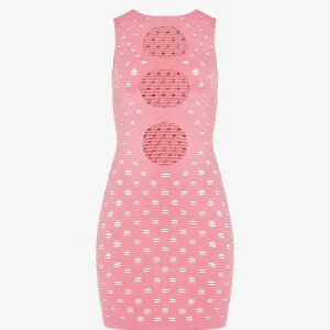 MAISIE WILEN Perforated Pink Festival Rave Summer Mini Dress