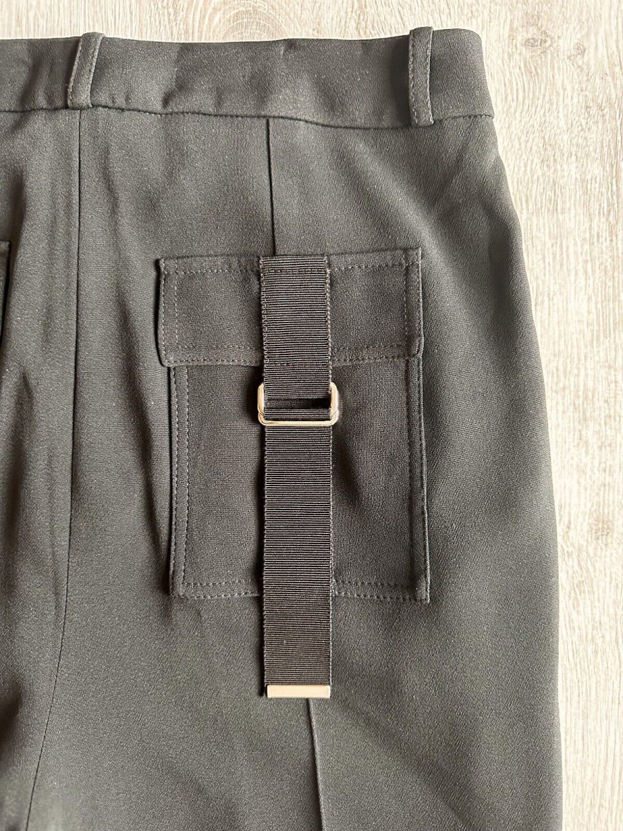 DAVID KOMA Black Cargo Pocket Detail Flared Utility Style Trousers - Imagen 7