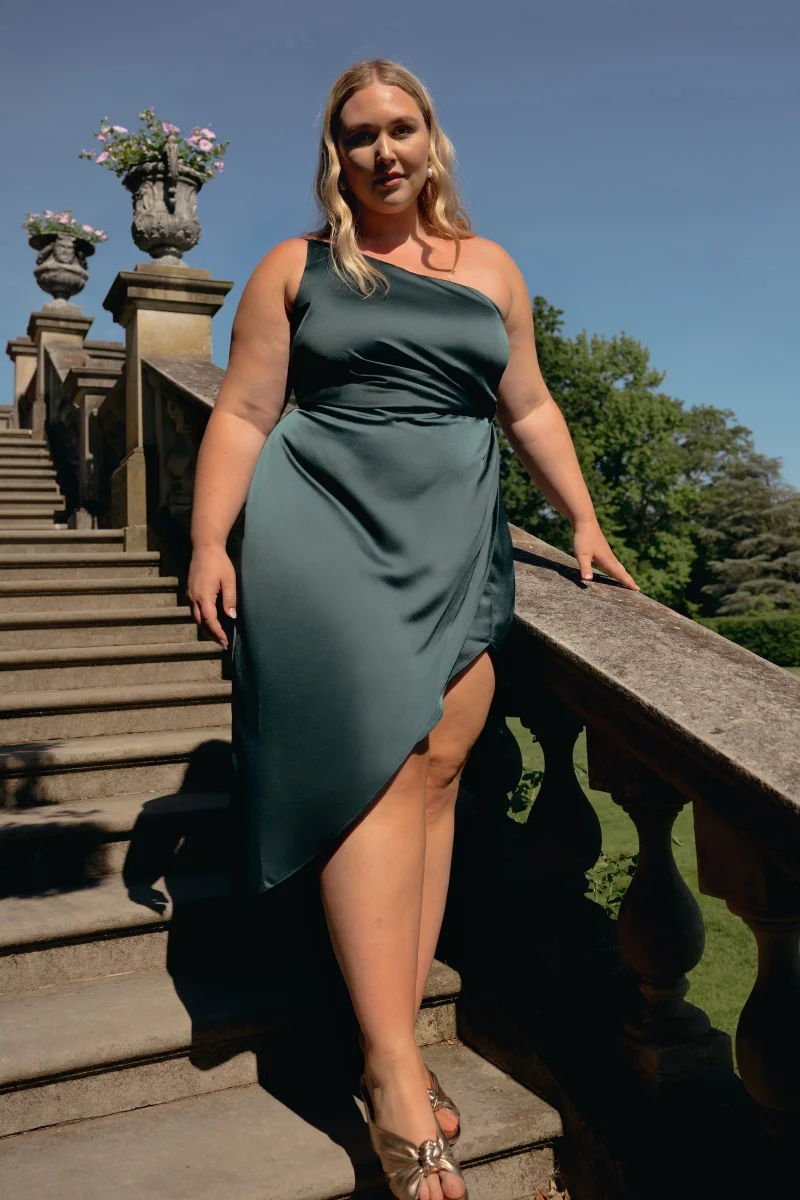 JENNY YOO Calla One-shoulder Emerald Green Maid Of Honour Bridesmaid Dress - Imagen 4