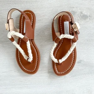 Gabriela Hearst Zephyr Rope Strap Brown Leather Thong Sandals