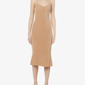 MIRROR PALAIS Tan Woven Supermodel Midi Dress